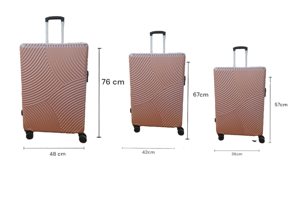 Hartschalen Koffer Trolley Rollkoffer Reisekoffer Zwillingsrollen Kofferset (Rosa & gold, Set)