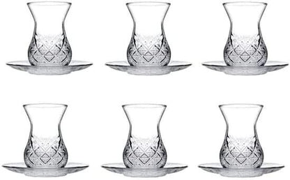 Pasabahce Timeless 96992 12-tlg 6er Set Teeglas mit Untertassen