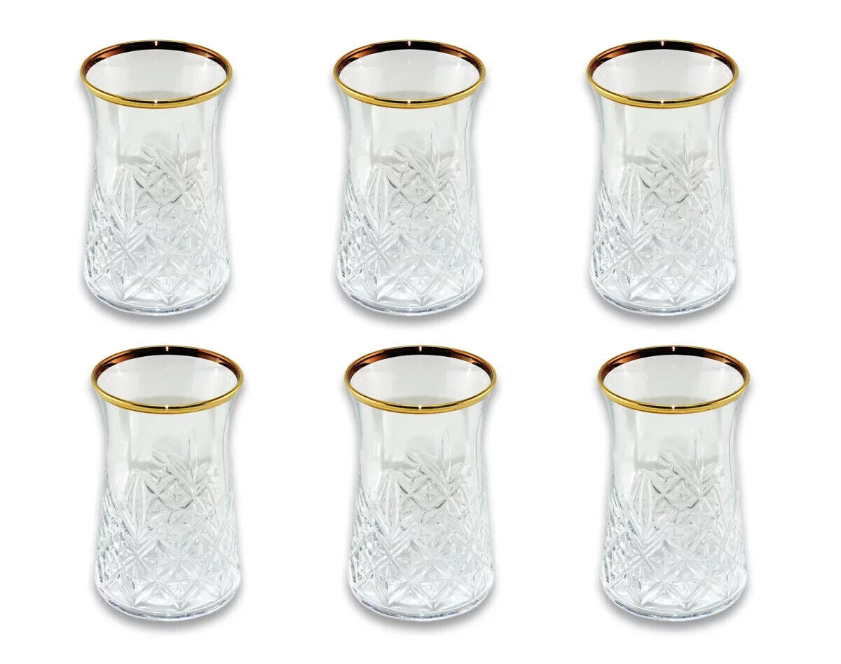 Pasabahce Timless 42891 Gold Tee Set 6er Teegläser Glas Gold  